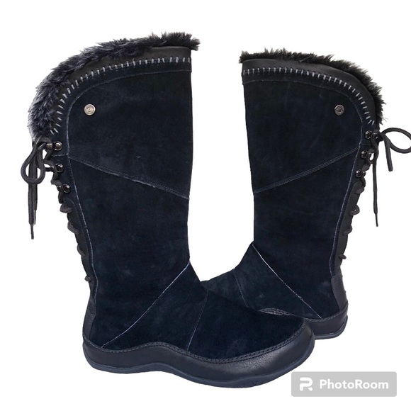 The North Face Shoes - The North Face Janey Black Waterproof Suede Leather Tall Lace Up Boots Women’s 8